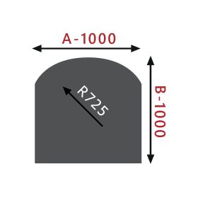 IRLBACHER Sklo pod kamna - Oblouk 1000x1000 mm / R725 / 8 mm HS FLAMINGO