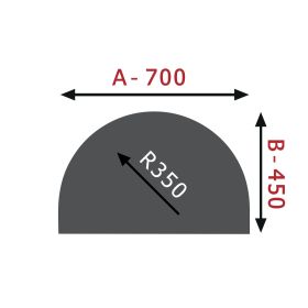 HS FLAMINGO Sklo pod kamna - Oblouk 700x450 mm / R350 / 6 mm