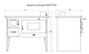 Sporák na tuhá paliva PRITY 2P50, pravá