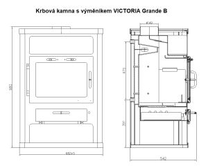 Krbová kamna s výměníkem VICTORIA Grande B