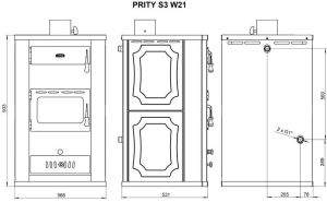 Krbová kamna s teplovodním výměníkem PRITY S3 W21