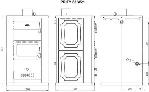 Krbová kamna s teplovodním výměníkem PRITY S3 W21