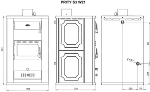 Krbová kamna s teplovodním výměníkem PRITY S3 W21