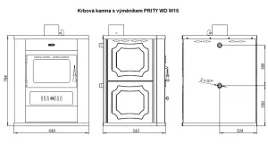 Krbová kamna s teplovodním výměníkem PRITY WD W15