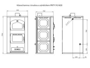 Krbová kamna s troubou a výměníkem PRITY FG W20