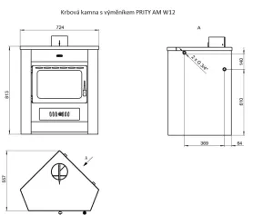 Krbová kamna s výměníkem PRITY AM W12