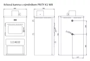 Krbová kamna s výměníkem PRITY K1 W8