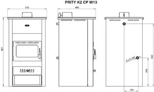 Krbová kamna s výměníkem PRITY K2 CP W13