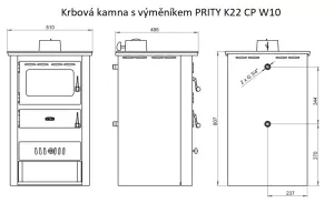 Krbová kamna s výměníkem PRITY K22 CP W10