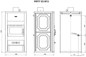 Krbová kamna s výměníkem PRITY S3 W13