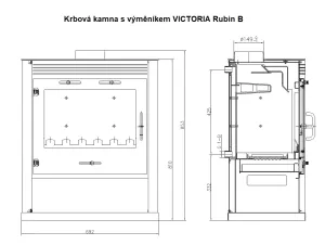 Krbová kamna s výměníkem VICTORIA Rubin B, slonová kost