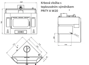 Krbová vložka s teplovodním výměníkem PRITY A W20