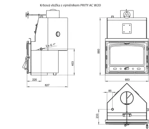 Krbová vložka s teplovodním výměníkem PRITY AC W20