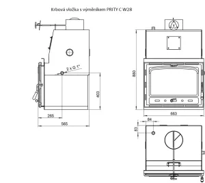 Krbová vložka s teplovodním výměníkem PRITY C W28