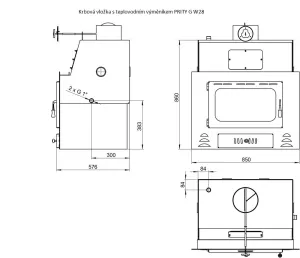 Krbová vložka s teplovodním výměníkem PRITY G W28