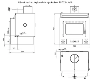 Krbová vložka s teplovodním výměníkem PRITY M W18