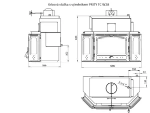 Krbová vložka s teplovodním výměníkem PRITY TC W28