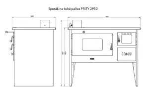 Sporák na tuhá paliva PRITY 2P50, levá