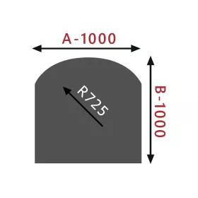 HS FLAMINGO Sklo pod kamna - Oblouk 1000x1000 mm / R725 / 6 mm