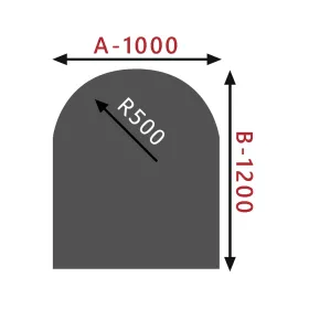 HS FLAMINGO Sklo pod kamna - Oblouk 1000x1200 mm / R500 / 6 mm