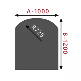 HS FLAMINGO Sklo pod kamna - Oblouk 1000x1200 mm / R725 / 6 mm