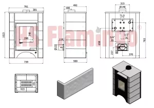 HS FLAMINGO Kachlová kamna AQUAFLAM VARIO ® PERU 11/7kW, kachle bílá