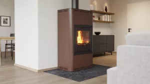 HS FLAMINGO Krbová kamna AQUAFLAM ® 17 s výměníkem - hnědá - sametová, manuální regulace