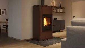 HS FLAMINGO Krbová kamna AQUAFLAM ® 17 s výměníkem - hnědá - sametová, automatická regulace
