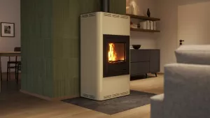 HS FLAMINGO Krbová kamna AQUAFLAM ® 17 s výměníkem - krémová, základní regulace