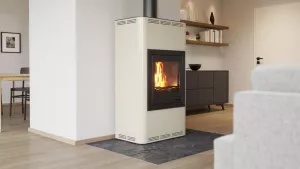 HS FLAMINGO Krbová kamna AQUAFLAM ® 17 s výměníkem - krémová, manuální regulace