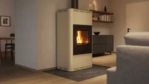 HS FLAMINGO Krbová kamna AQUAFLAM ® 17 s výměníkem - krémová, základní regulace