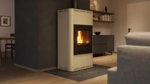 HS FLAMINGO Krbová kamna AQUAFLAM ® 17 s výměníkem - krémová, základní regulace