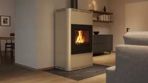 HS FLAMINGO Krbová kamna AQUAFLAM ® 25 s výměníkem - krémová, základní regulace