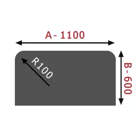 HS FLAMINGO Sklo pod kamna - Oblouk 1100x600 mm / 2xR100 / 6 mm