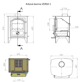 Krbová kamna VERSO 1, litinová dvířka