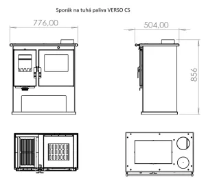 Sporák na tuhá paliva VERSO CS Inox, slonová kost