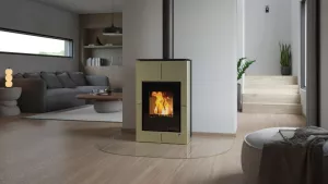 HS FLAMINGO Krbová kamna AQUAFLAM VARIO ® SAPORO 11/7kW olivová, elektronická regulace