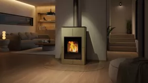 HS FLAMINGO Krbová kamna AQUAFLAM VARIO ® SAPORO 11/7kW olivová, elektronická regulace