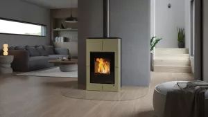 HS FLAMINGO Krbová kamna AQUAFLAM VARIO ® SAPORO 11/7kW olivová, elektronická regulace