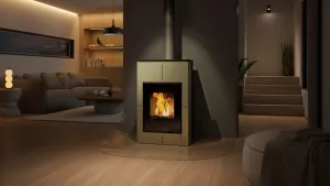 HS FLAMINGO Krbová kamna AQUAFLAM VARIO ® SAPORO 11/7kW olivová, elektronická regulace