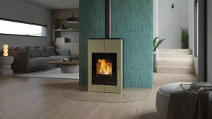 HS FLAMINGO Krbová kamna AQUAFLAM VARIO ® SAPORO 11/7kW olivová, elektronická regulace