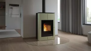 HS FLAMINGO Krbová kamna AQUAFLAM VARIO ® SAPORO 11/7kW olivová, elektronická regulace