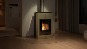 HS FLAMINGO Krbová kamna AQUAFLAM VARIO ® SAPORO 11/7kW olivová, elektronická regulace