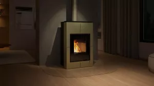 HS FLAMINGO Krbová kamna AQUAFLAM VARIO ® SAPORO 11/7kW olivová, elektronická regulace