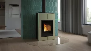 HS FLAMINGO Krbová kamna AQUAFLAM VARIO ® SAPORO 11/7kW olivová, elektronická regulace