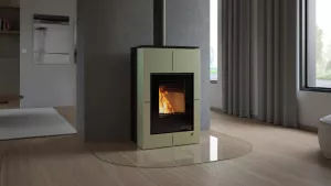 HS FLAMINGO Krbová kamna AQUAFLAM VARIO ® SAPORO 11/5kW olivová, elektronická regulace