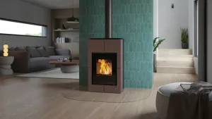 HS FLAMINGO Krbová kamna AQUAFLAM VARIO ® SAPORO 11/5kW hnědá - sametová, elektronická regulace