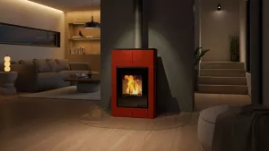 HS FLAMINGO Krbová kamna AQUAFLAM VARIO ® SAPORO 11/5kW červená, elektronická regulace