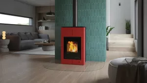 HS FLAMINGO Krbová kamna AQUAFLAM VARIO ® SAPORO 11/5kW červená, elektronická regulace