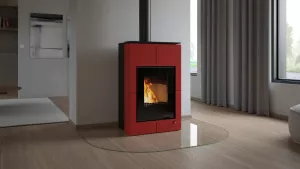 HS FLAMINGO Krbová kamna AQUAFLAM VARIO ® SAPORO 11/5kW červená, elektronická regulace